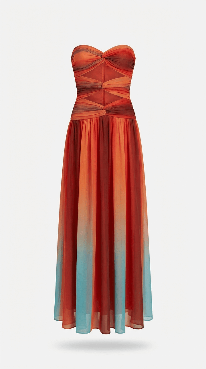 Claire Red Strapless Maxi Dress