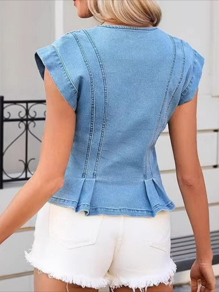 Vera | Denim Top with V-Neck
