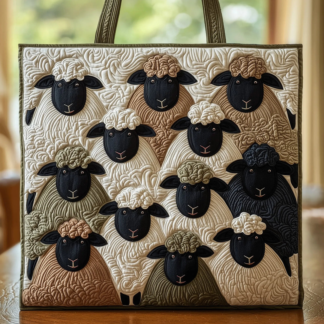 Rosie's hand-quilted sheep tote bag in Sand