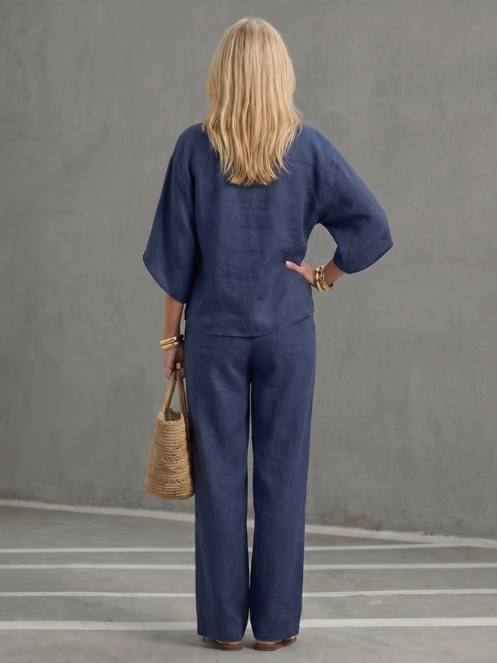Amity™ | Button Front Relaxed Tunic Trouser Set