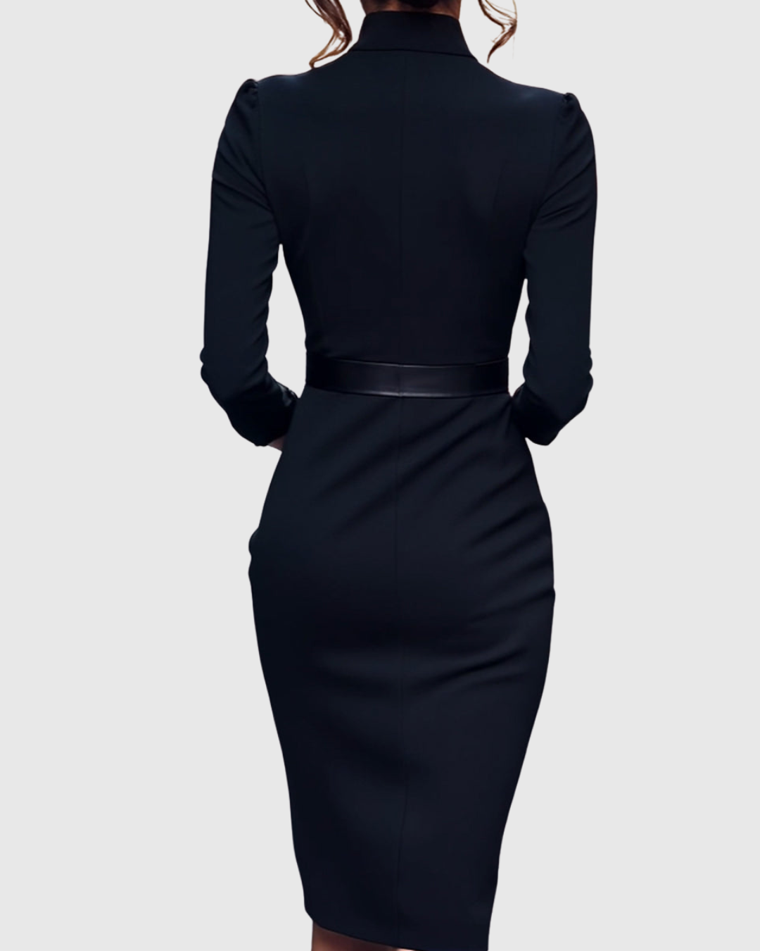 Women's Midi Dress Sheath Slim Fit Three Quarter Sleeve V-Neck Belted
