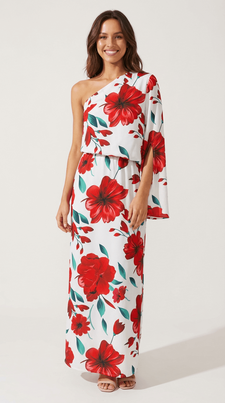 Rosie One-Shoulder Printed Maxi Dress