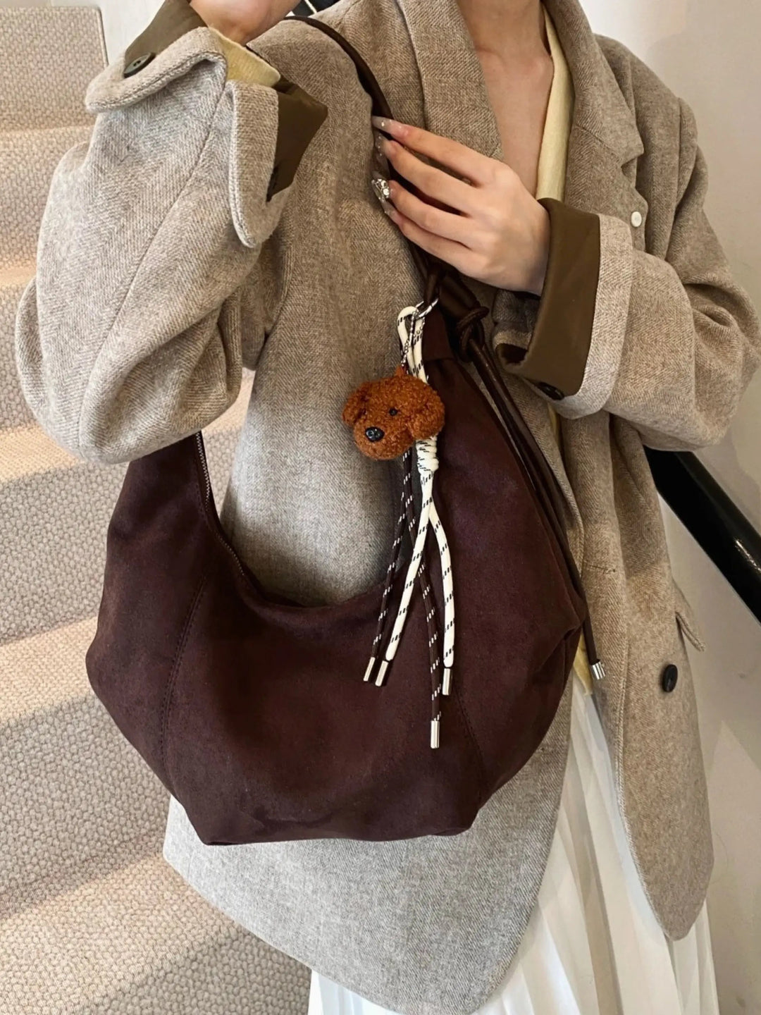 Amalia | Suede Boho-Chic Hobo Bag with Playful Charm