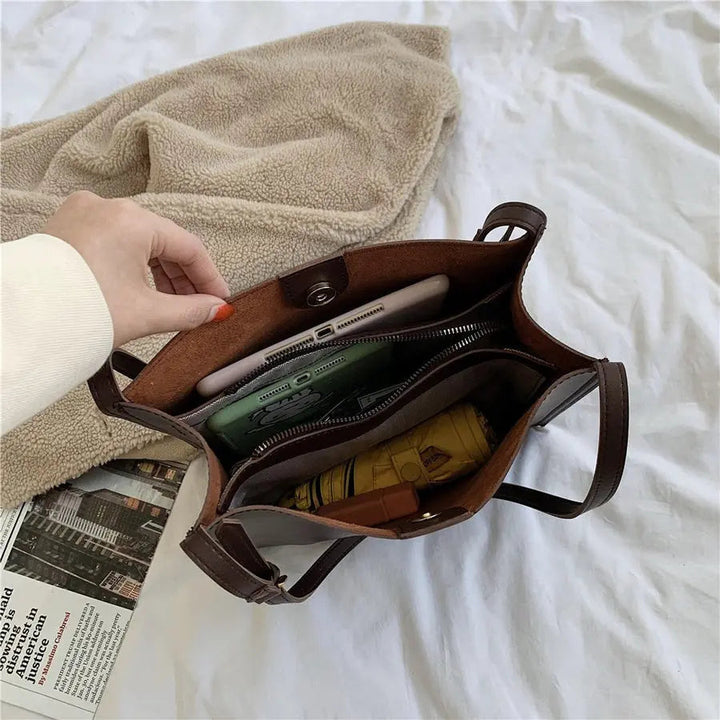 Rose | Boxy Leather Crossbody Bag with Clean Lines and Slim Strap