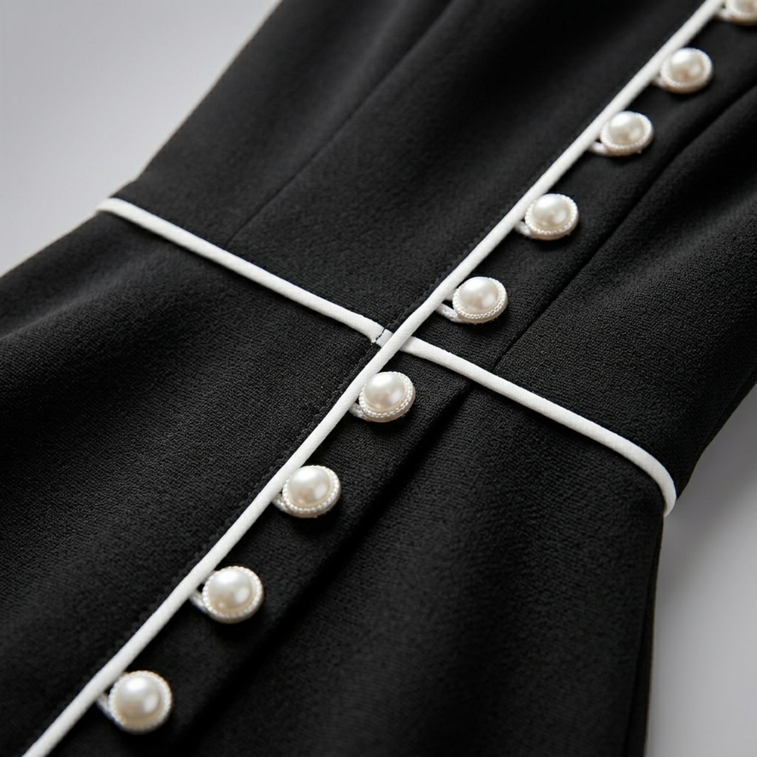 Midi Dress Women A Line 3 4 Sleeve Button Detail Dress