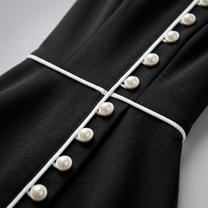 Midi Dress Women A Line 3 4 Sleeve Button Detail Dress