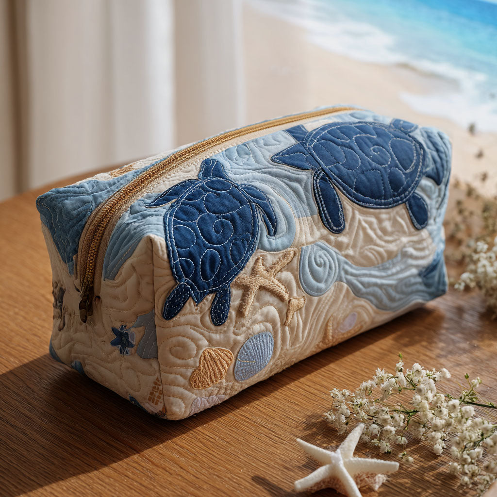 Fiona | Blue Shells Quilted Cosmetic Bag