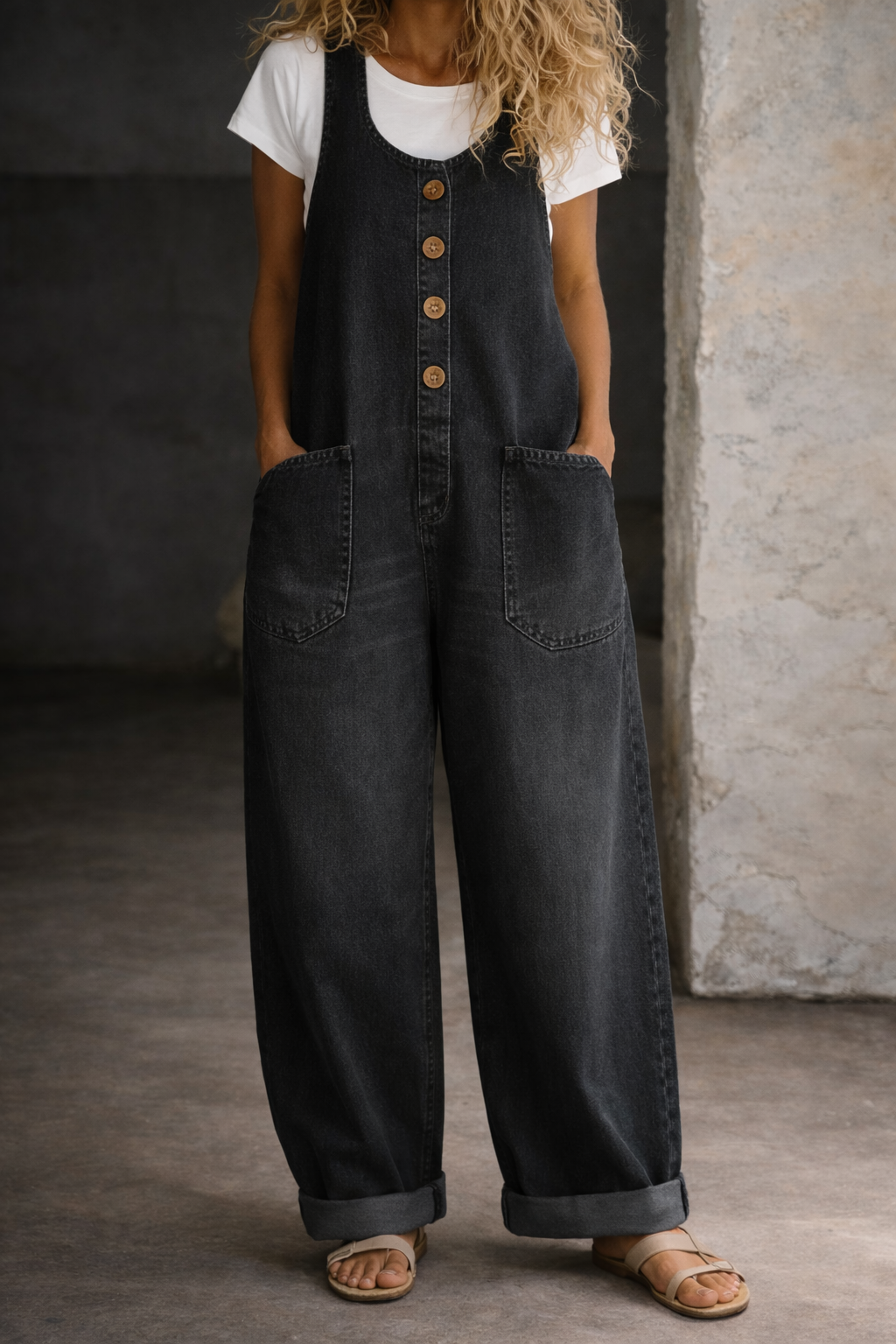 Belen | Vintage Wash Cotton Denim Overalls
