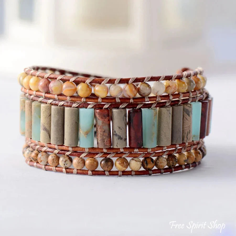 Grace | Jasper & Sunflower Charm Leather