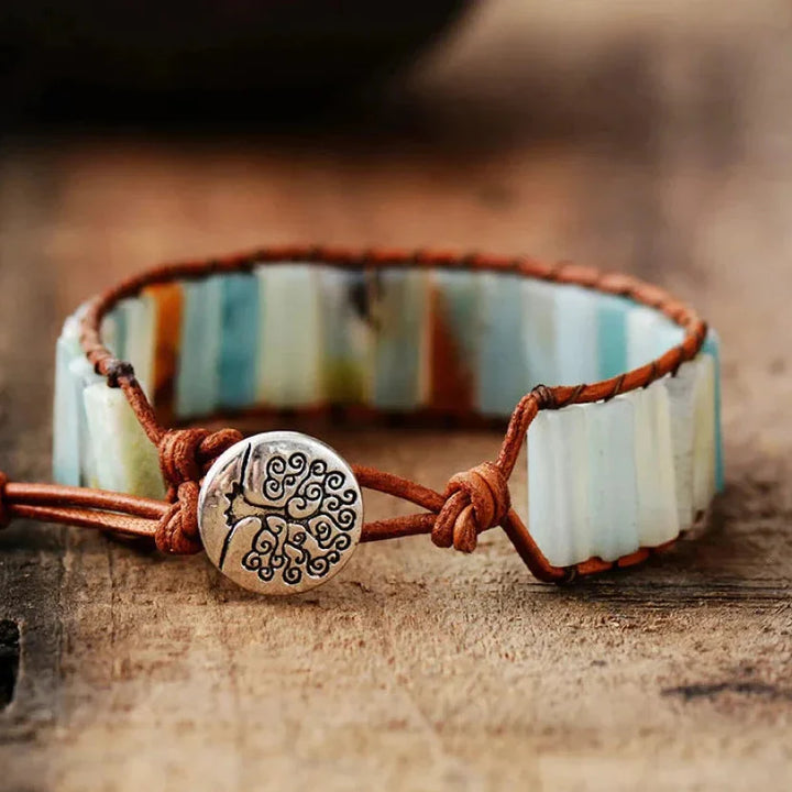 Adriana | Amazonite Stone & Leather Tree