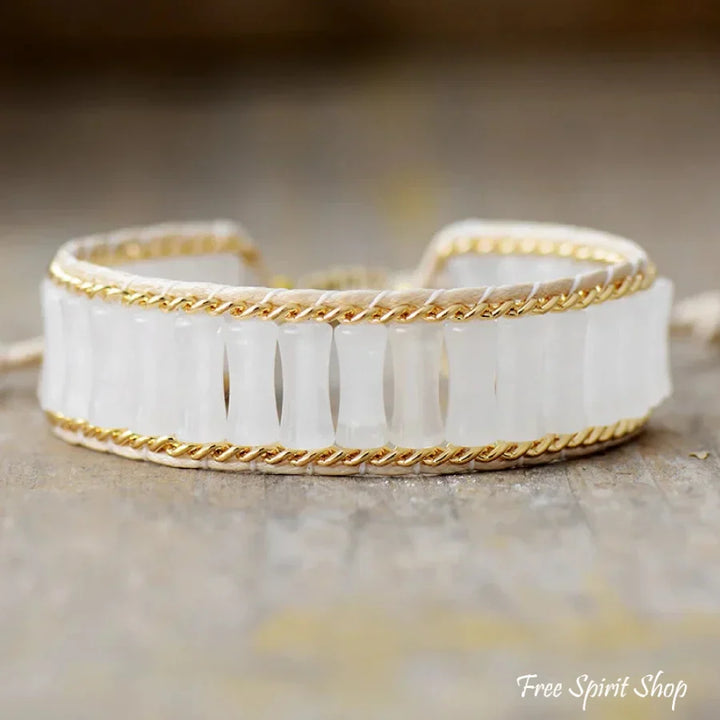 Paige | White Jade & Gold Chain