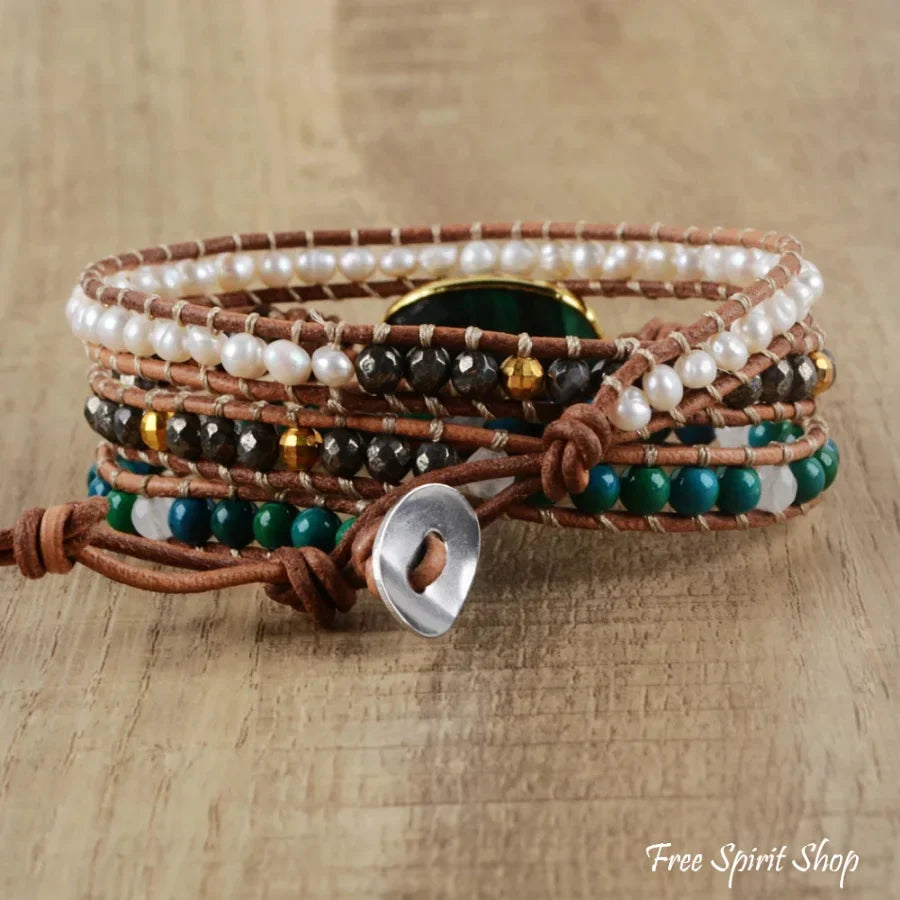 Hazel | Handmade Malachite Chrysocolla & Pearl