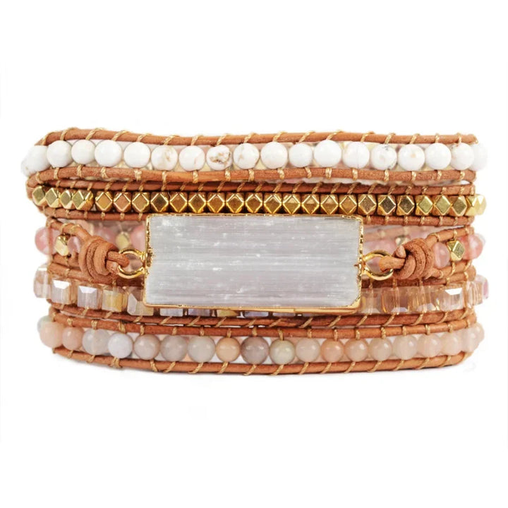 Willow | White Selenite & Sunstone Wrap