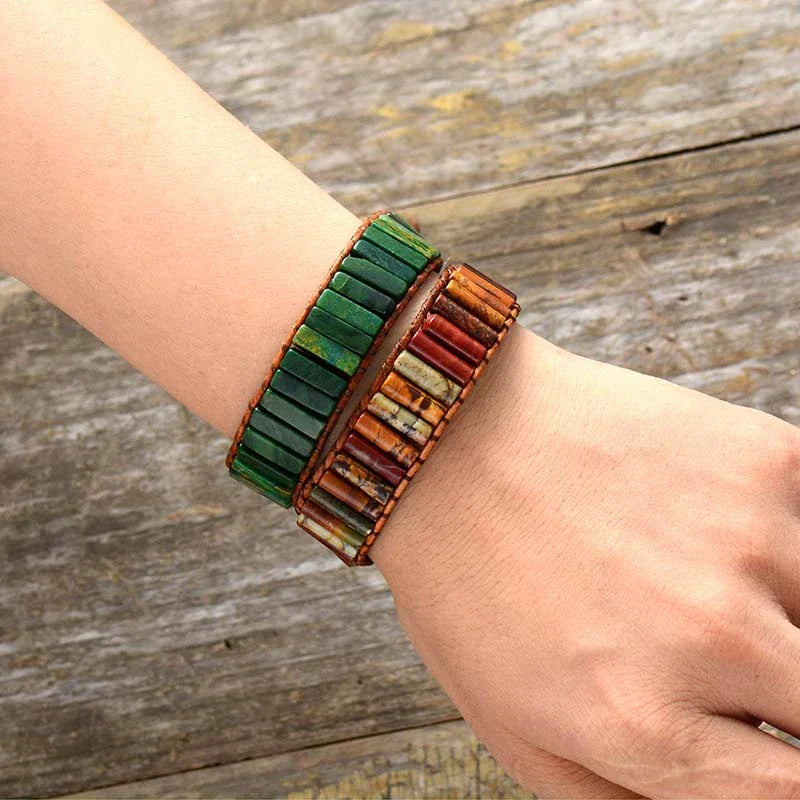 Rita | Handmade Natural Jasper Tube Wrap