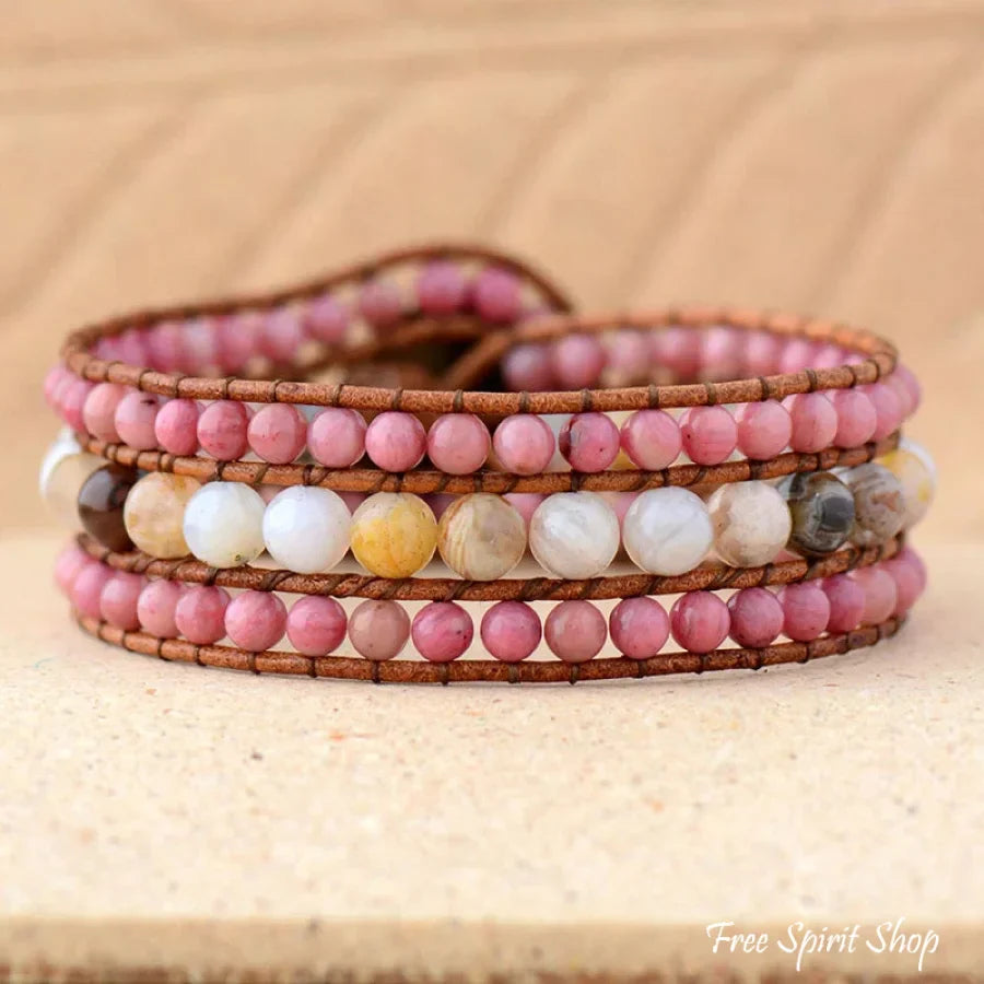 Uma | Rhodonite & Amazonite Beaded Wrap