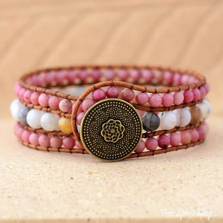 Uma | Rhodonite & Amazonite Beaded Wrap