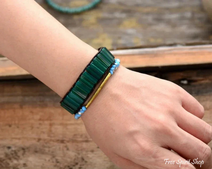 Maisie | Handmade Natural Green Onyx Tube