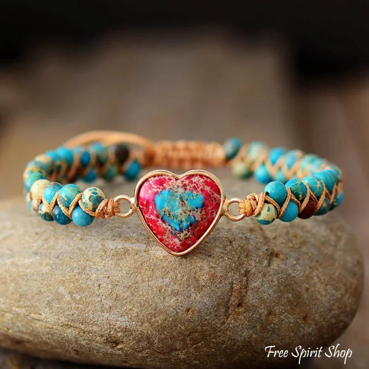 Chloe | Handmade Imperial Jasper Heart Beaded