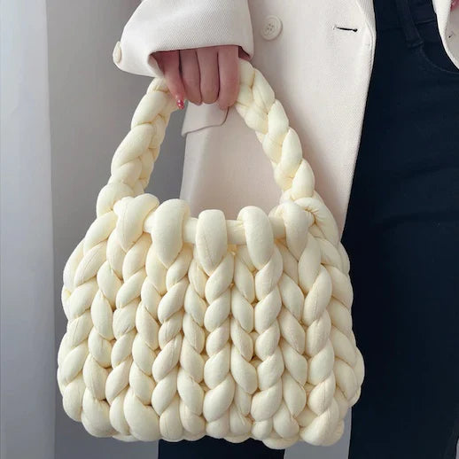 Genevieve | Grey Mini Chunky Knit Bag
