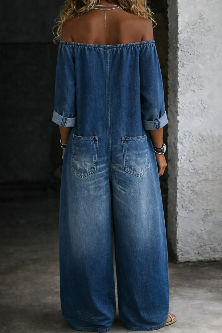 Elena | Long Sleeve Jumpsuit with Off-Shoulder Design