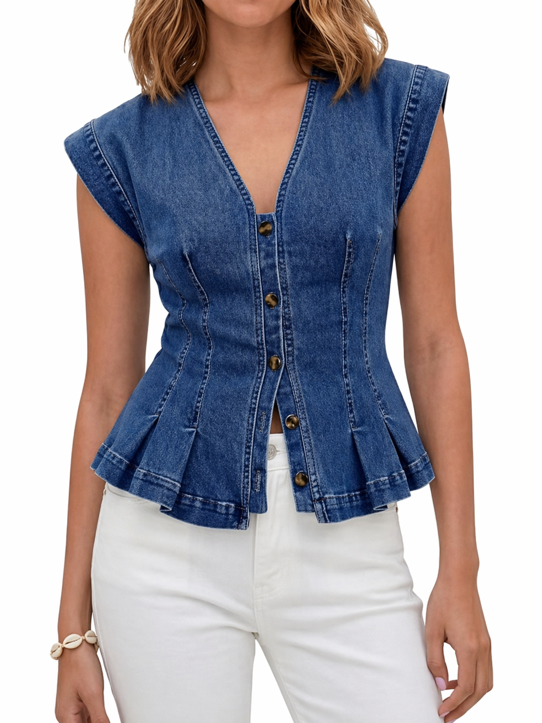 Vera | Denim Top with V-Neck