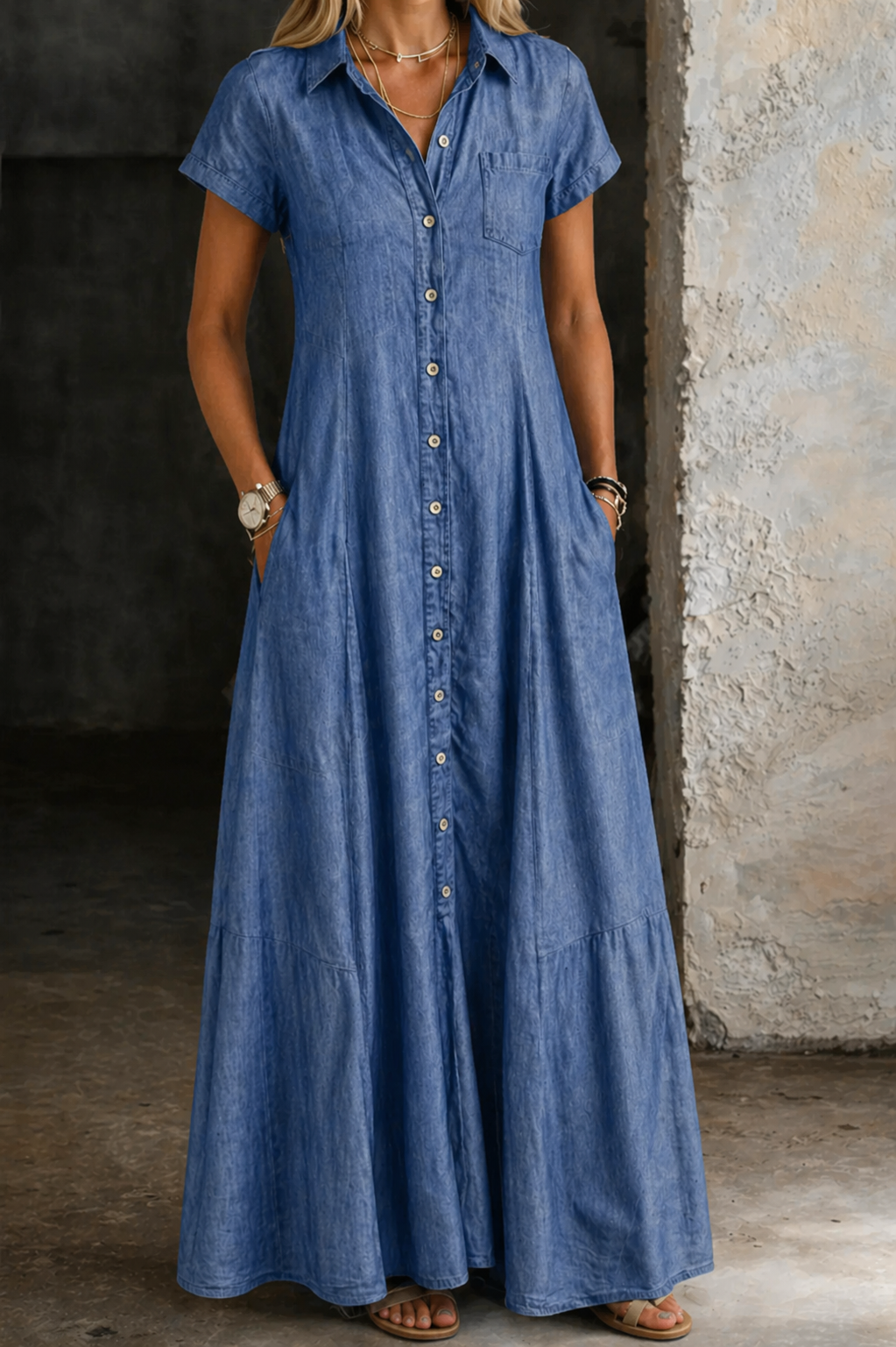 Elisa | Long Denim Dress