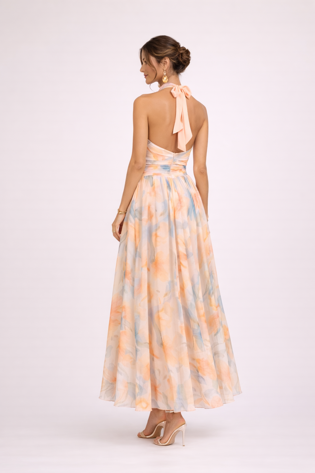 Camille | Watercolour Halter Maxi Dress