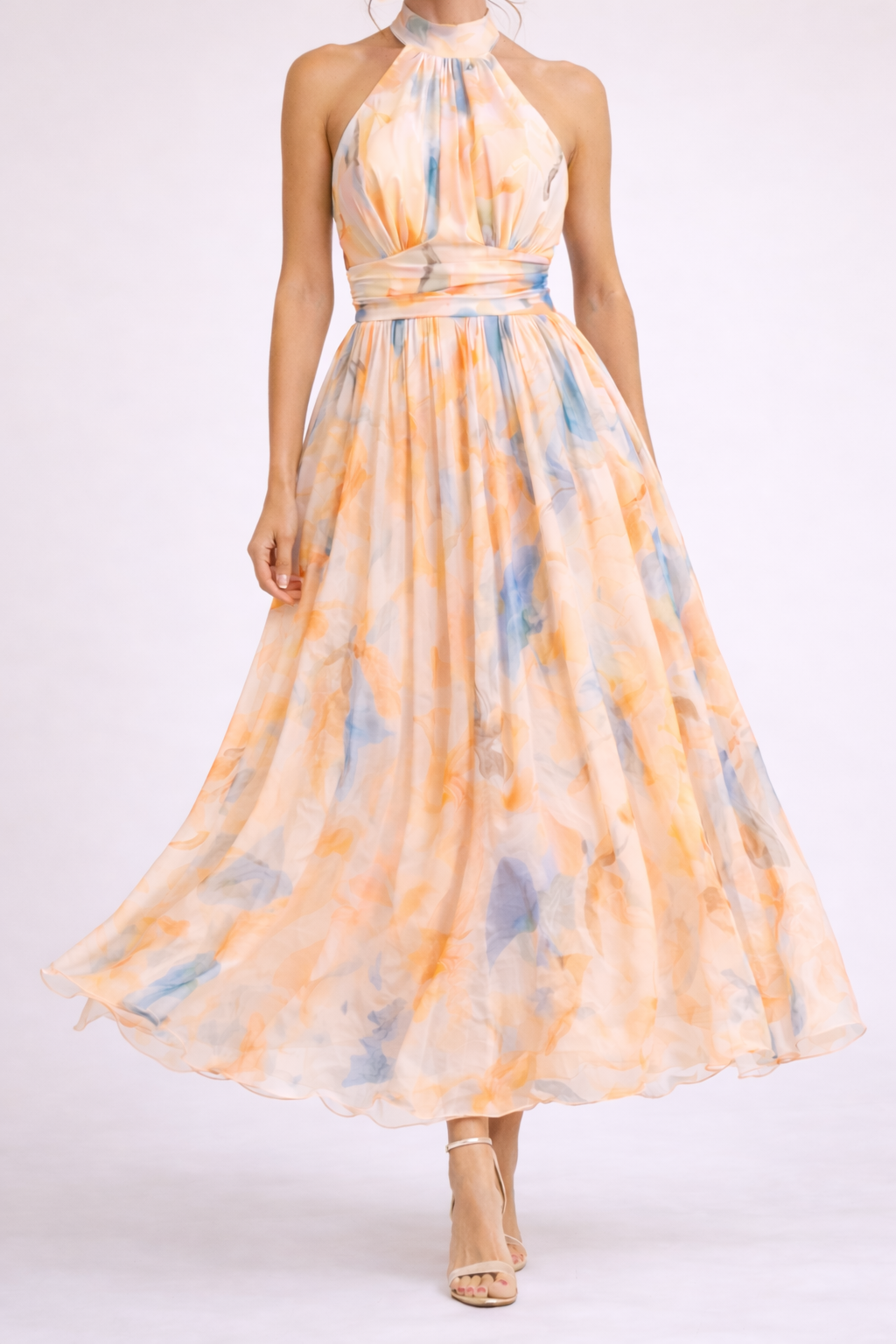 Camille | Watercolour Halter Maxi Dress
