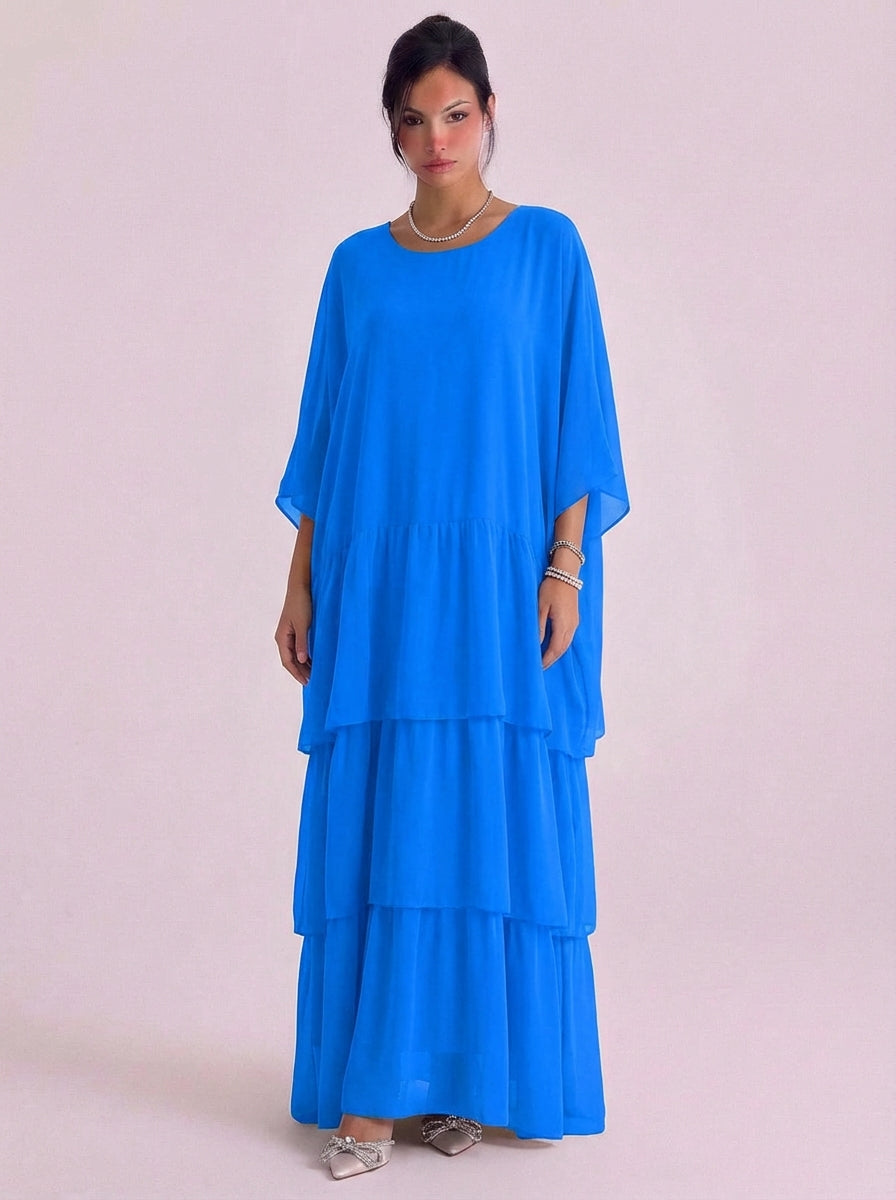 Olivia | Chiffon Tiered Ruffle Maxi Dress Oversized Top