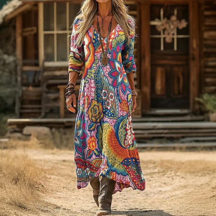 Lumielle | Printed Long Sleeve Boho Dress