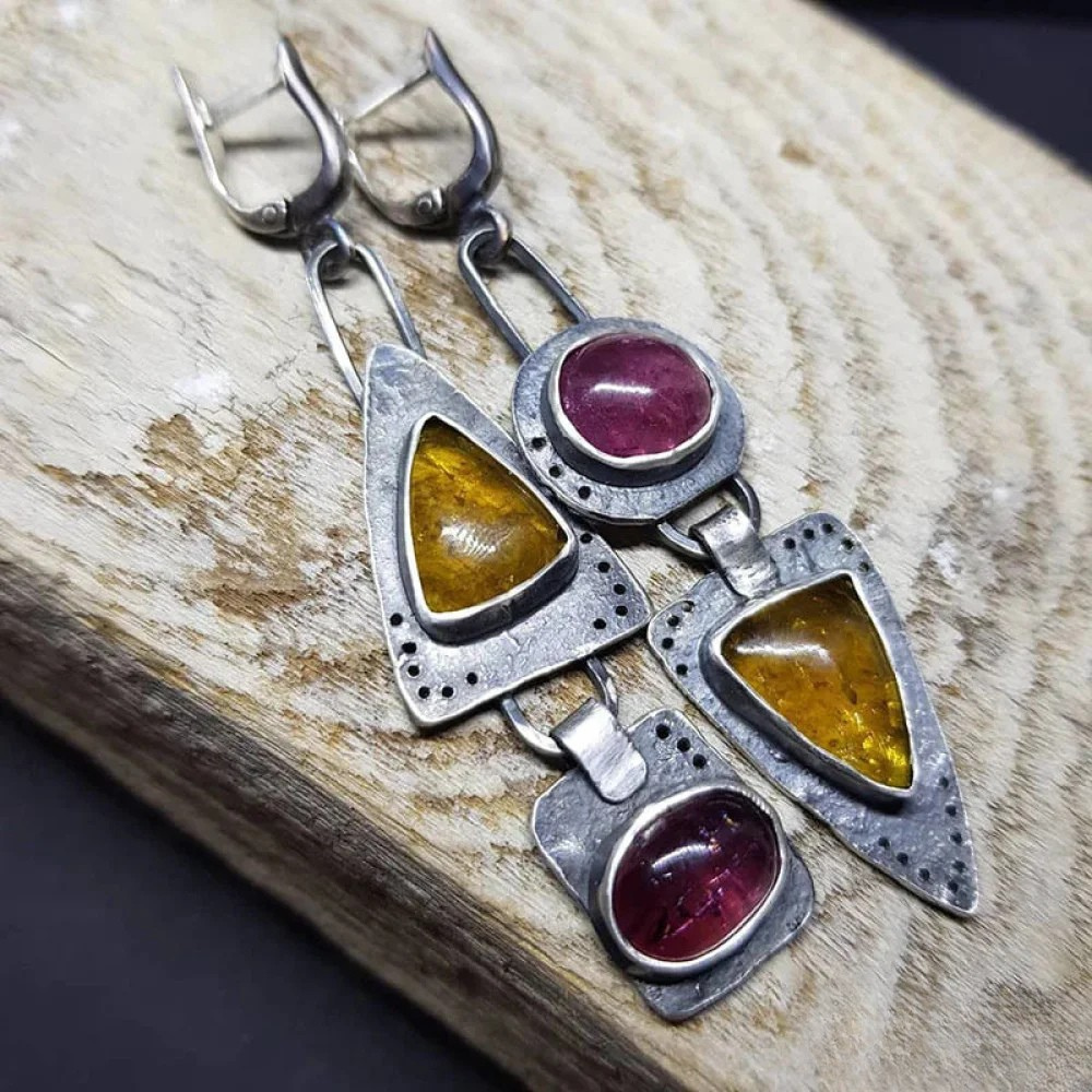 Retro Triangular Geometric Earrings