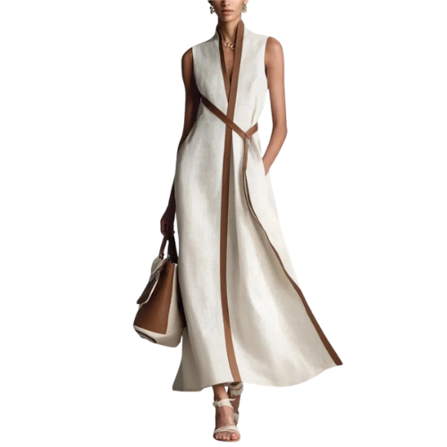 Aurelia™ | Elegant Striped Linen Maxi Dress