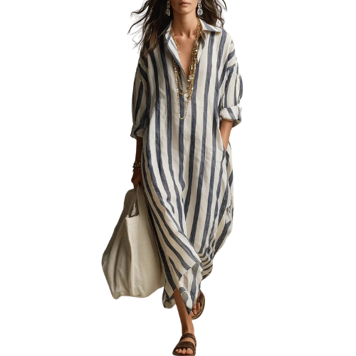 Amaris™ | Elegant Long Linen Shirt Dress