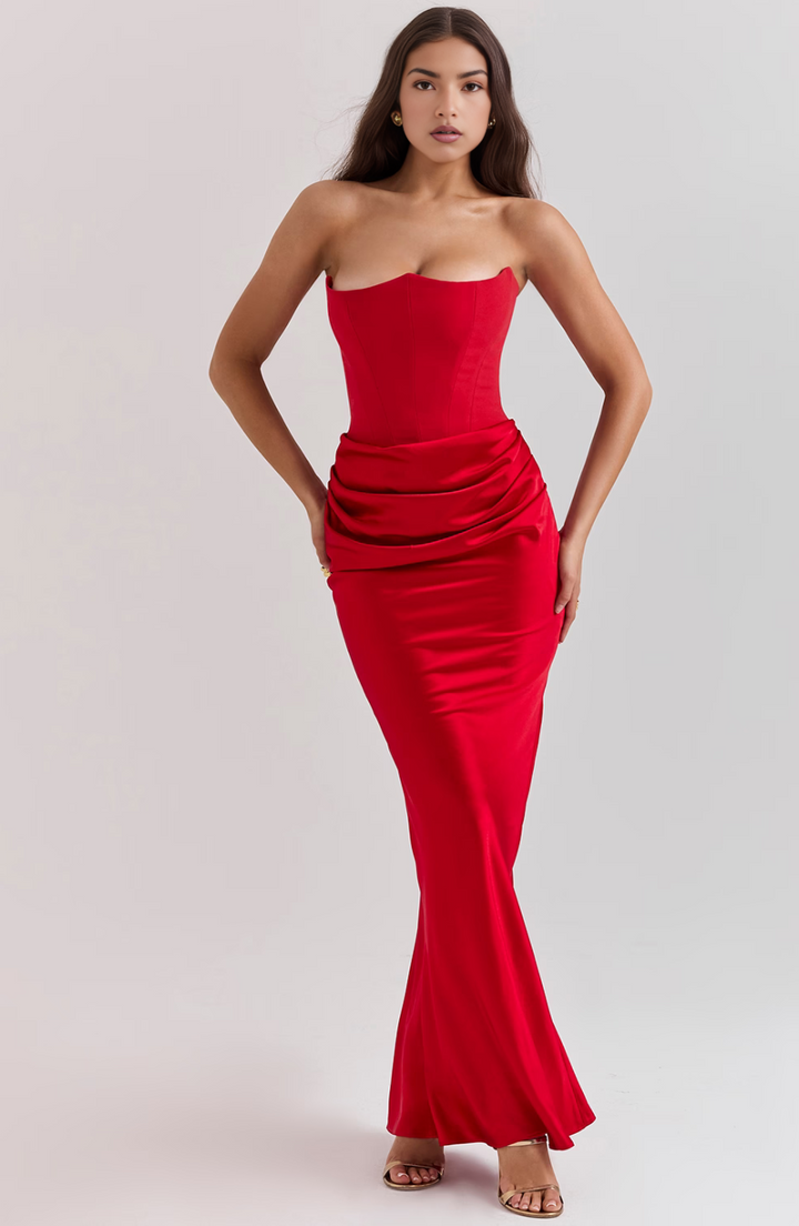 Camille™ | Women's Wedding Guest Lace Strapless Dress Evening