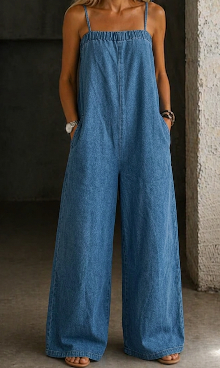 Monica | Wide Leg Denim Jumpsuit