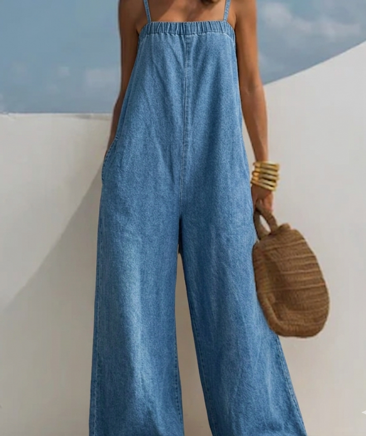 Monica | Wide Leg Denim Jumpsuit