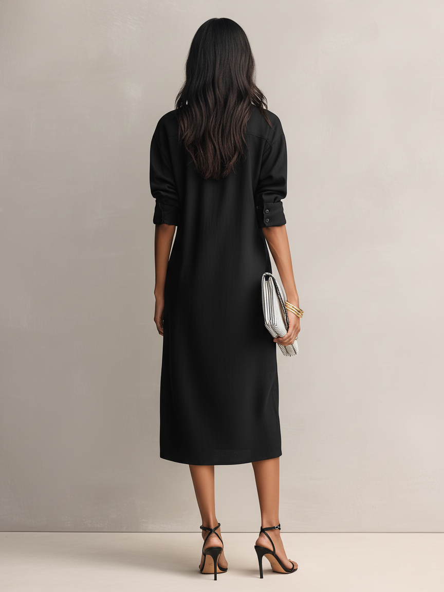 Bridget | Elegant Black Cotton-linen Blend
