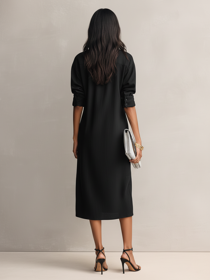Bridget | Elegant Black Cotton-linen Blend