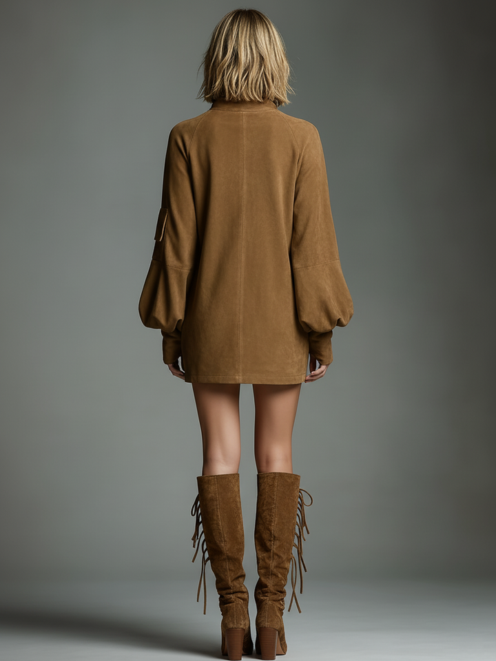 Ingrid | Vintage Loose Suede Turtleneck