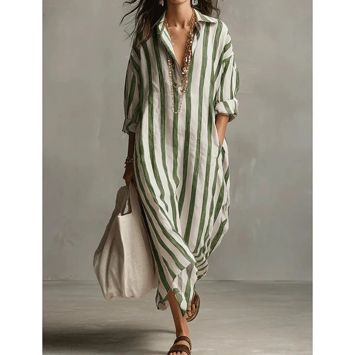 Riviera | Striped Maxi Shirt Dress