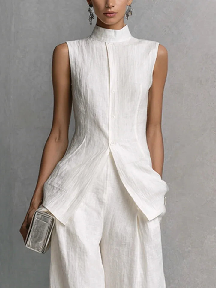 Francesca | High-Collar Wide-Leg Two-Piece Set