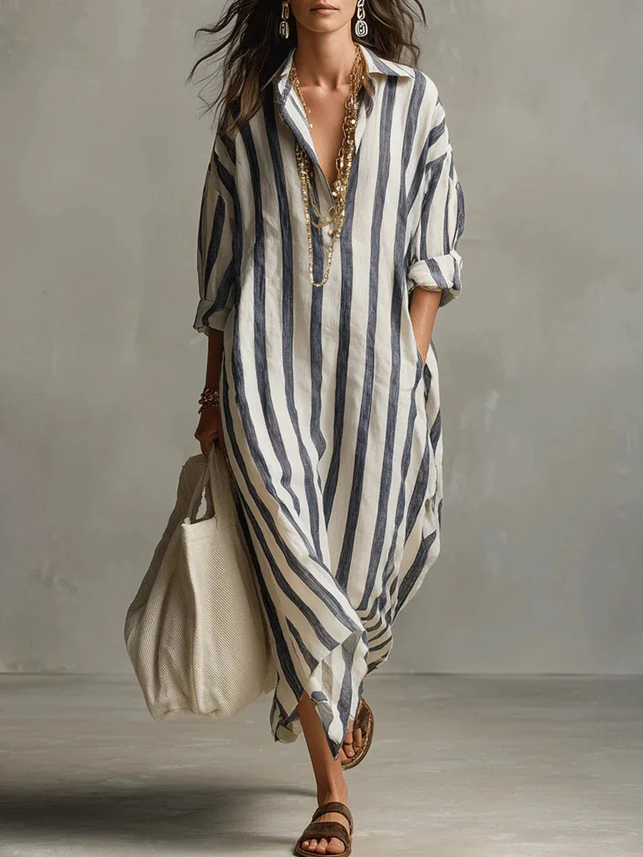 Riviera | Striped Maxi Shirt Dress