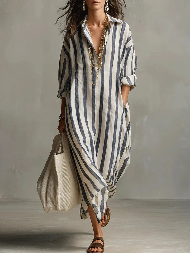 Riviera | Striped Maxi Shirt Dress