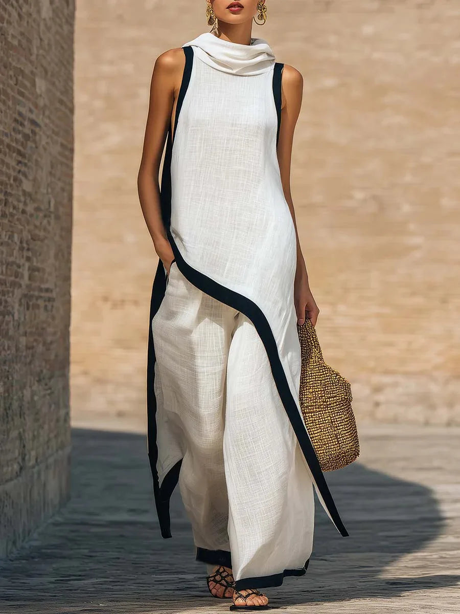 Vivienne | Contrast Trim Tunic & Wide-Leg Set