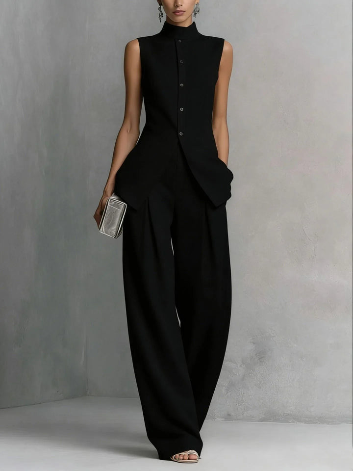 Francesca | High-Collar Wide-Leg Two-Piece Set