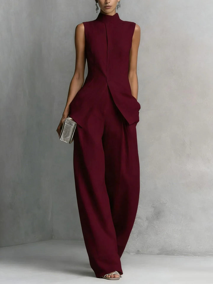 Francesca | High-Collar Wide-Leg Two-Piece Set