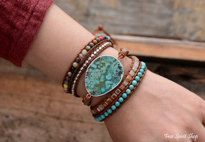 Audrey | Handmade Natural Ocean Jasper Leather