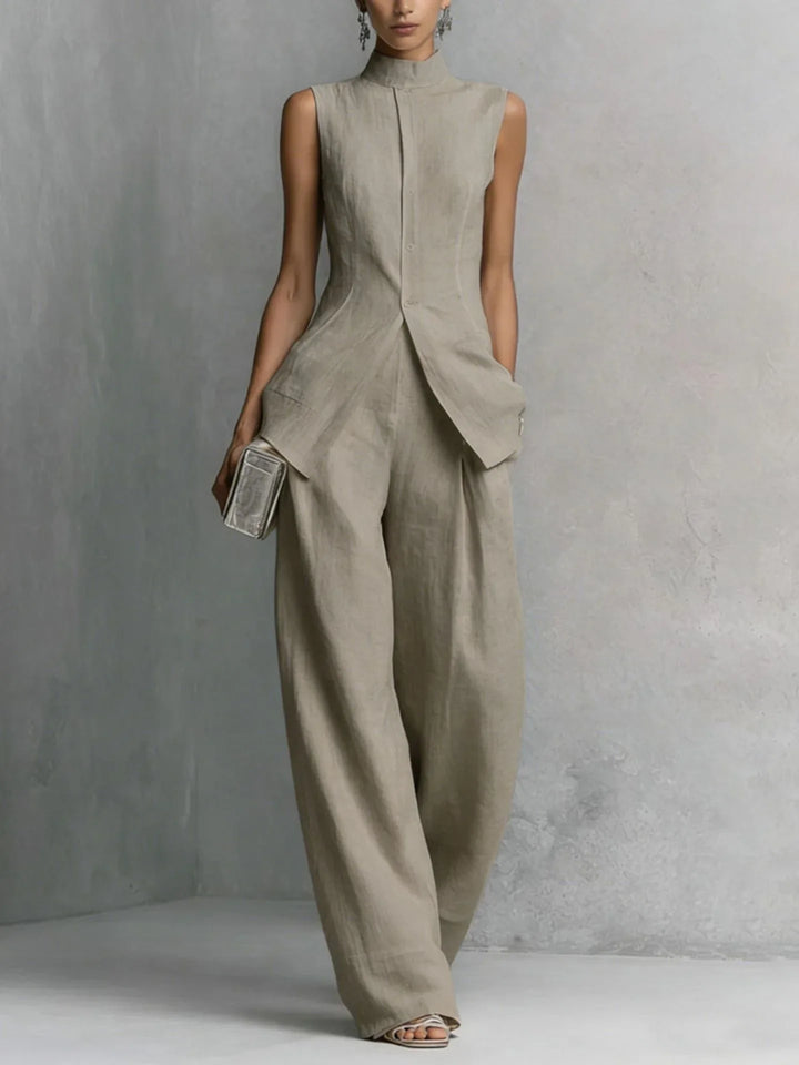 Francesca | High-Collar Wide-Leg Two-Piece Set