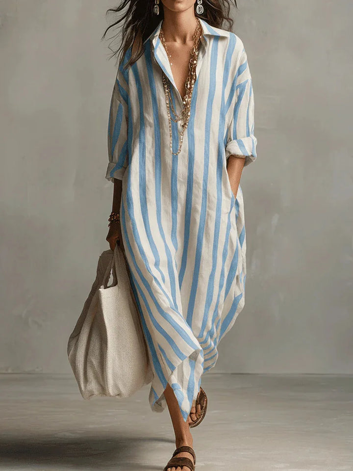 Riviera | Striped Maxi Shirt Dress