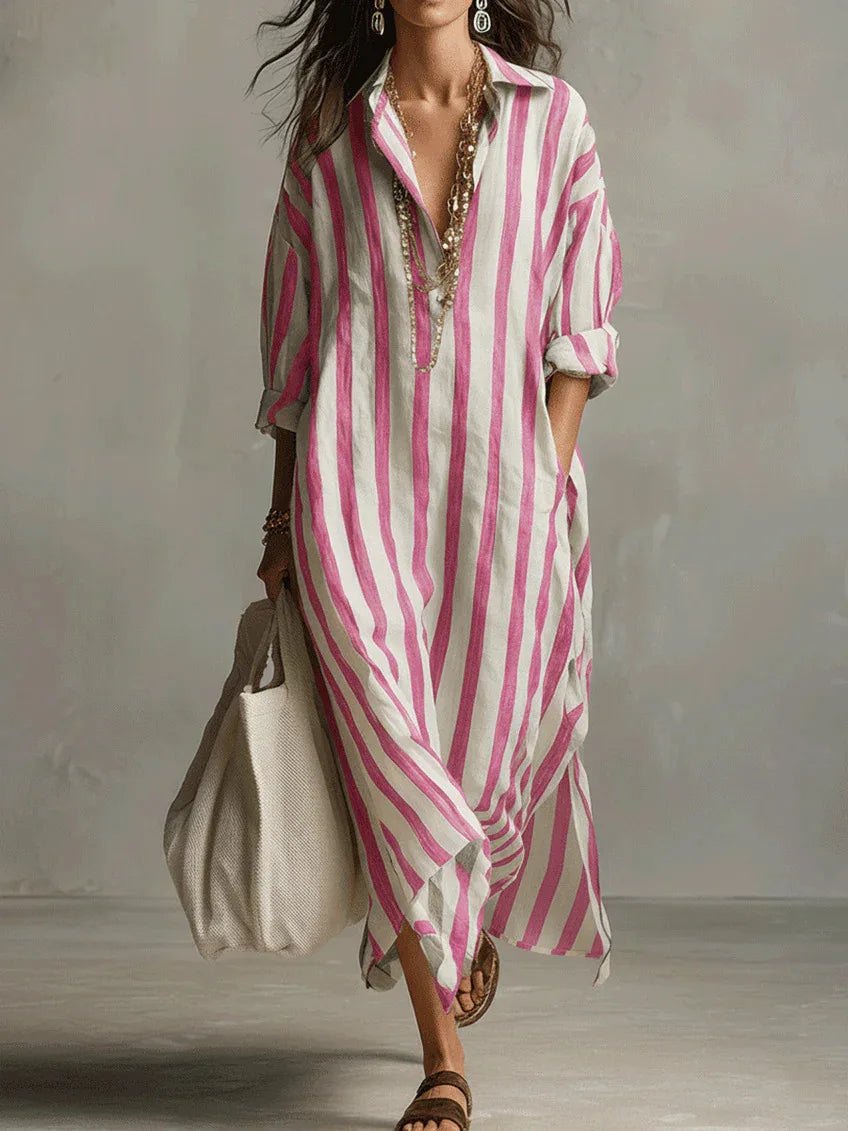 Riviera | Striped Maxi Shirt Dress
